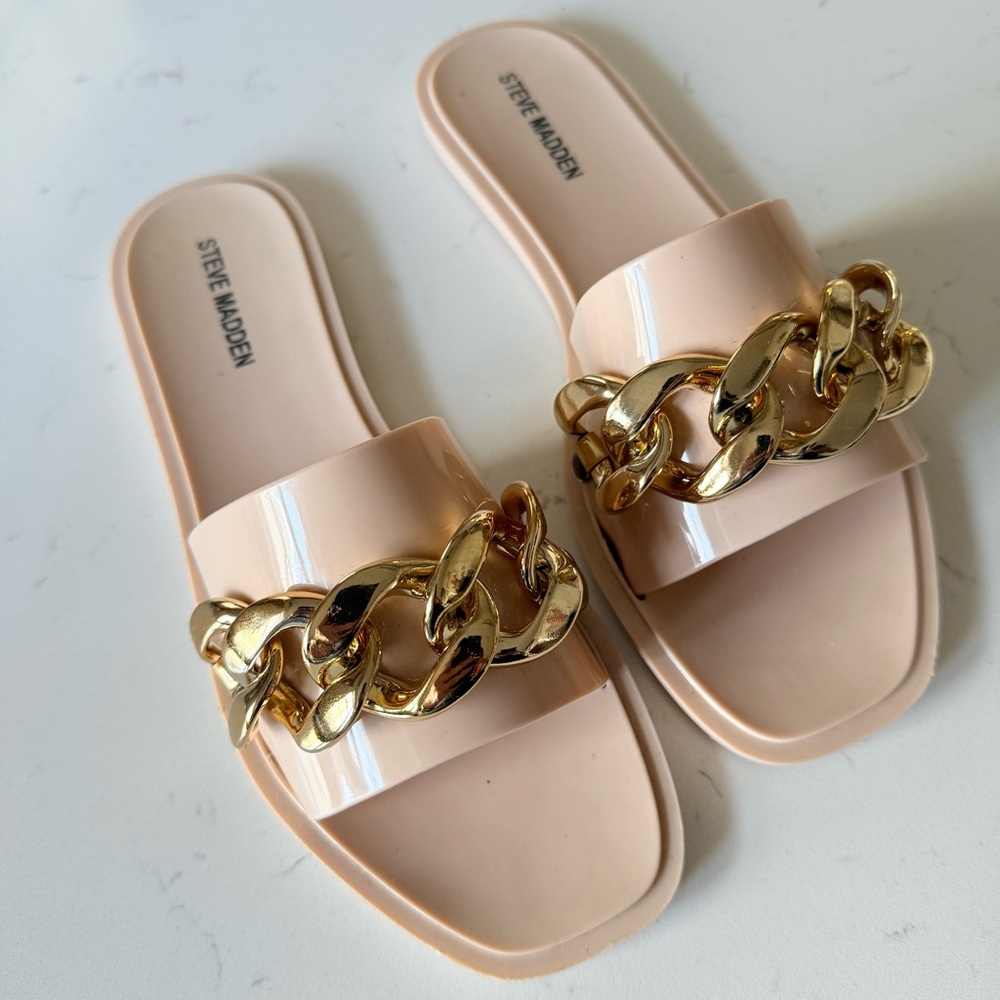 Steve Madden Women's Sandals with Gold Chain - Tan sz 8